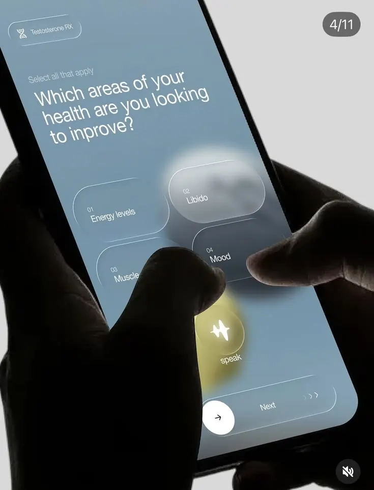 Choosing the areas of health to work on, on a phone