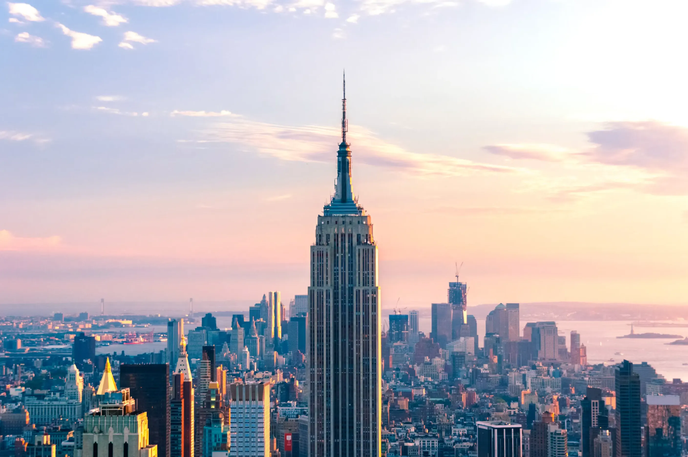 The Manhattan skyline at dusk